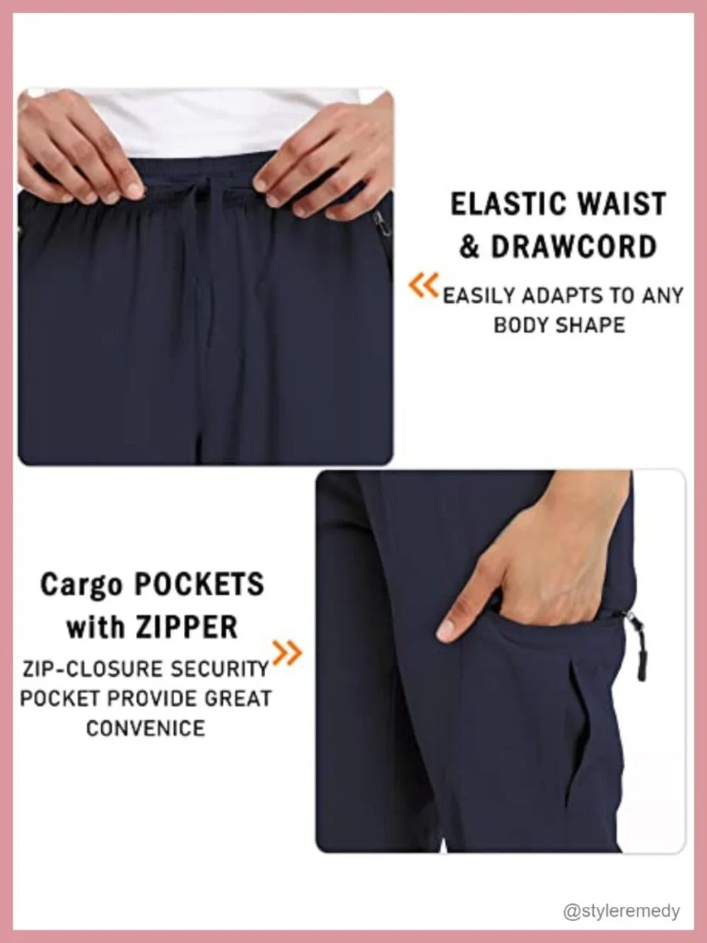 Women's Cargo Hiking Capri Quick Dry Water Resistant 4 Zip Pockets